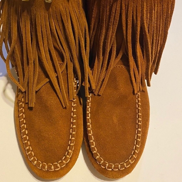 Trafaluc Zara Womens Flat Booties Fringe Brown Size US 6.5 - Picture 13 of 13